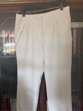 100 Linen Classic Straight-Leg Light Beige Dress Pants